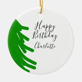 Green Christmas tree happy birthday December winte Keramik Ornament