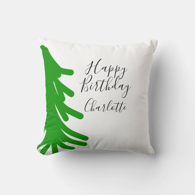 Green Christmas tree happy birthday December winte Kissen (Vorderseite)