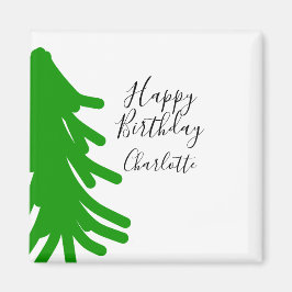 Green Christmas tree happy birthday December winte Magnet