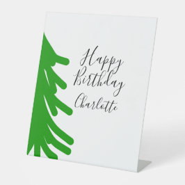 Green Christmas tree happy birthday December winte Sockelschild