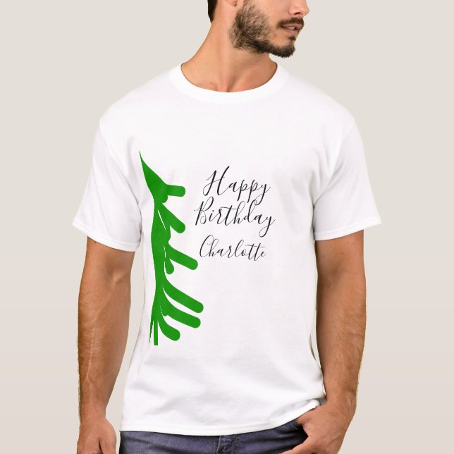 Green Christmas tree happy birthday December winte T-Shirt (Vorderseite)