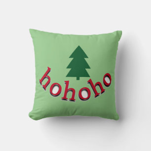 Green Christmas Tree HoHoHo Rote Typografie Kissen