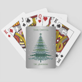 Green Christmas Tree Name Custom Silver Foil Spielkarten