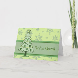 Green Christmas Tree New Address Christmas Card Feiertagskarte