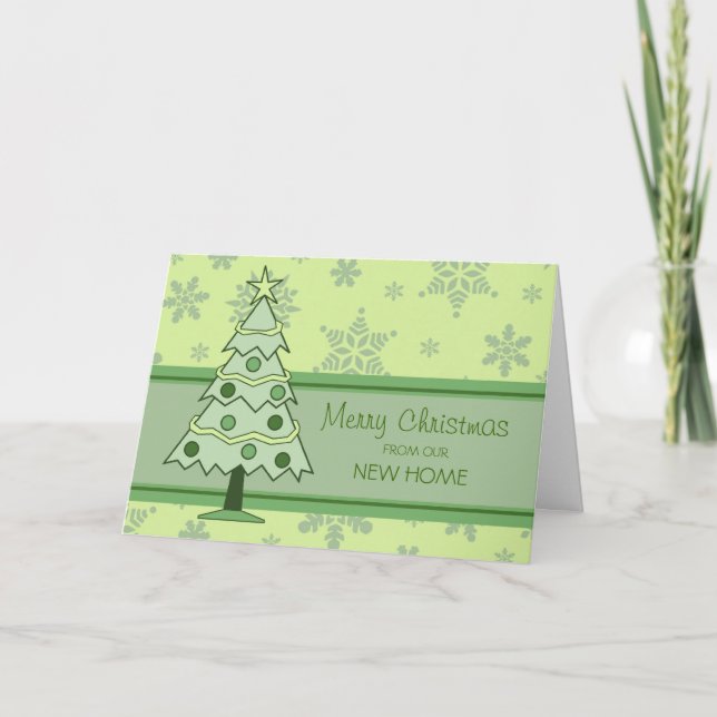 Green Christmas Tree Nouvelle carte de Noël (Devant)