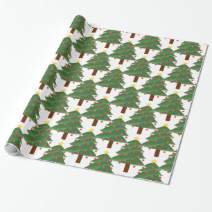Green Christmas Tree Pattern Thunder_Cove white Geschenkpapier