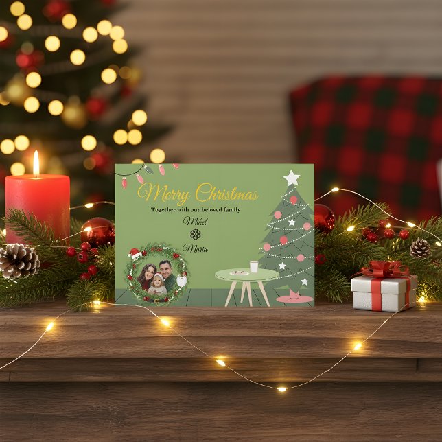 Green Christmas Tree Photo Thank You Card | Holida Dankeskarte (Von Creator hochgeladen)
