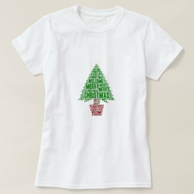 Green Christmas Tree Red 2017 Holiday T - Shirt (Design vorne)