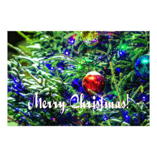 Green Christmas Tree Red Ball Fotodruck
