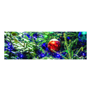 Green Christmas Tree Red Ball Fotodruck