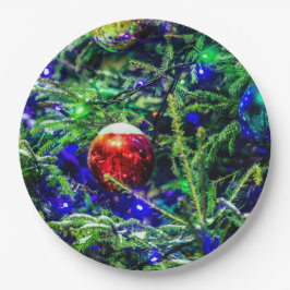 Green Christmas Tree Red Ball Pappteller