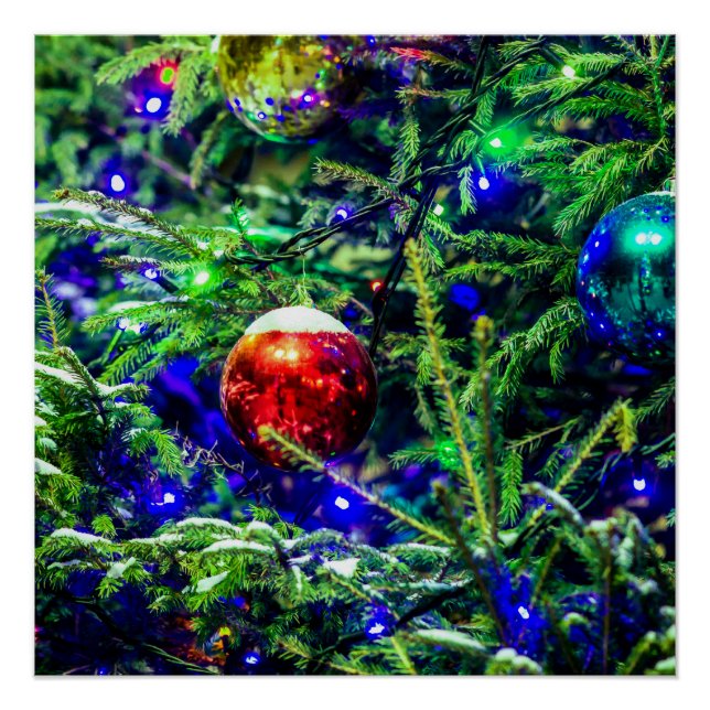 Green Christmas Tree Red Ball Poster (Vorderseite)