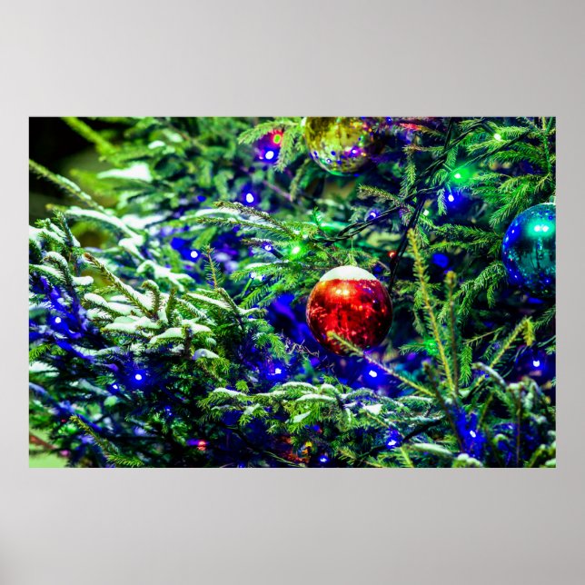 Green Christmas Tree Red Ball Poster (Vorne)