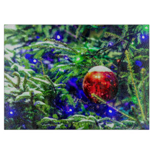 Green Christmas Tree Red Ball Schneidebrett