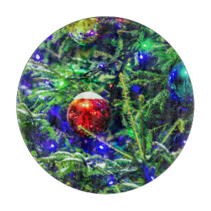 Green Christmas Tree Red Ball Schneidebrett