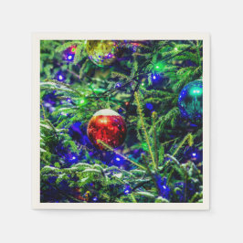 Green Christmas Tree Red Ball Serviette