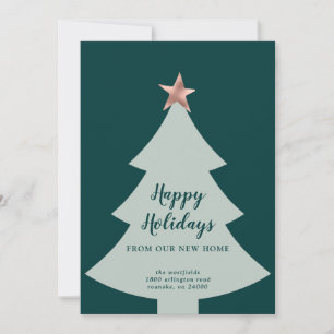 Green Christmas Tree Rose Gold Star Holiday Moving Ankündigung