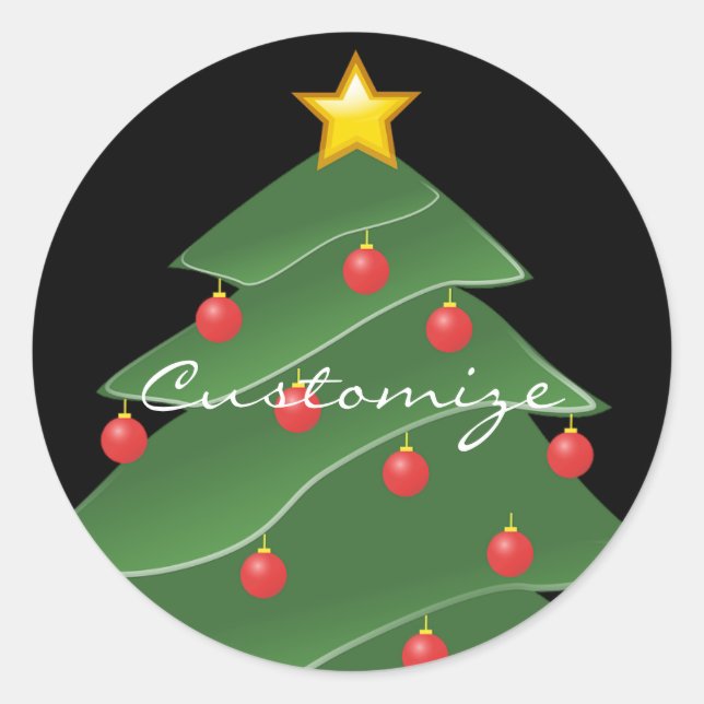 Green Christmas Tree Thunder_Cove Runder Aufkleber (Vorderseite)