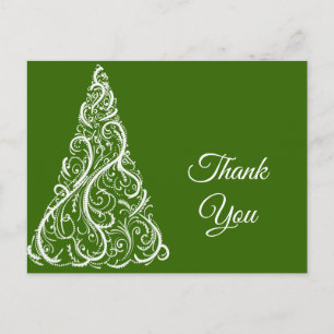 Green Christmas Tree Winter Vielen Dank Postkarte