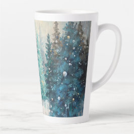 Green Christmas Trees Winter Forest Milchtasse