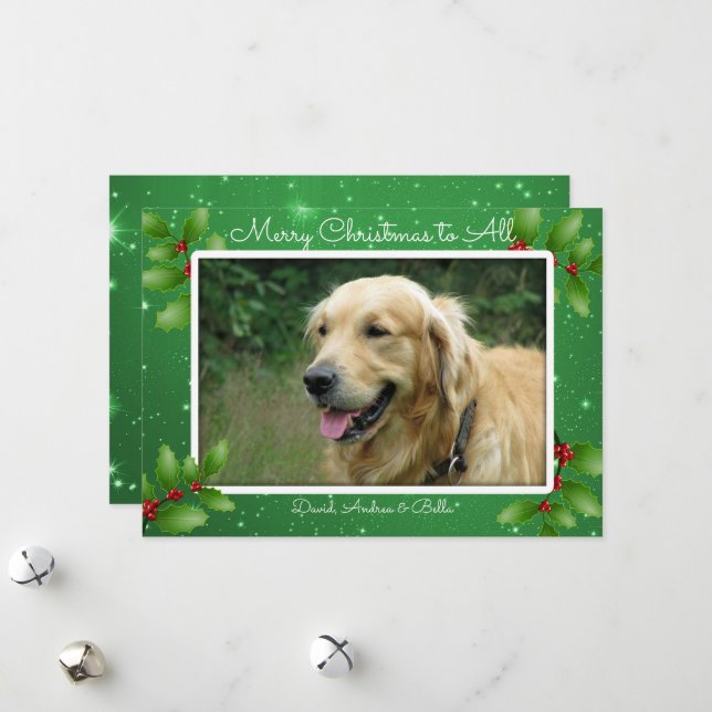 Green Christmas Twinkings Stars Big Carte photo (Devant/Arrière en situation)