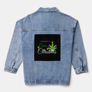 Green Christmas Weed Shirt Jeansjacke