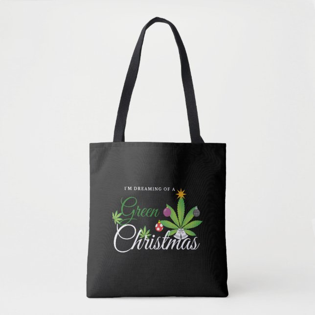 Green Christmas Weed Shirt Tasche (Vorderseite)