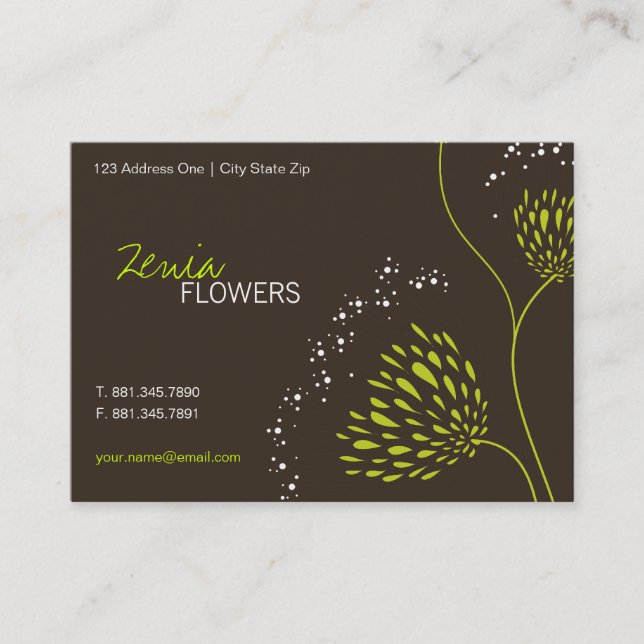 Green Chrysanthemum Blume Elegante Chic Floral Visitenkarte (Vorderseite)