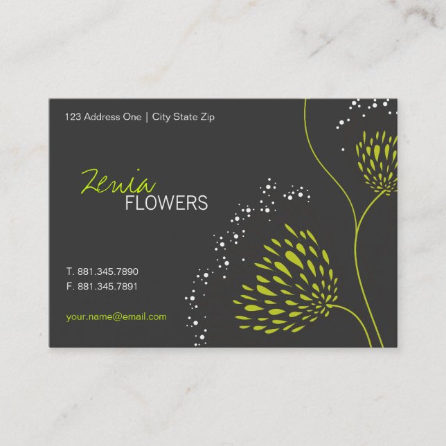 Green Chrysanthemum Blume Elegante Chic Floral Visitenkarte (Vorderseite)