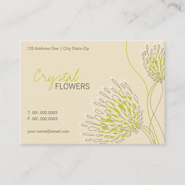 Green Chrysanthemum Blume Elegante Chic Floral Visitenkarte (Vorderseite)