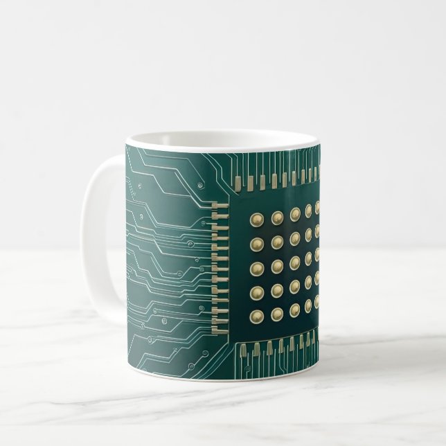 Green Circuit Board Kaffeetasse (Vorderseite Links)