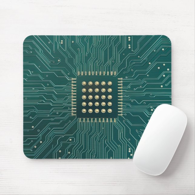 Green Circuit Board Mousepad (Mit Mouse)