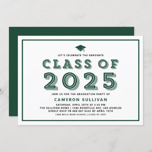 Green Class of 2025 Cap Retro Abschluss Einladung