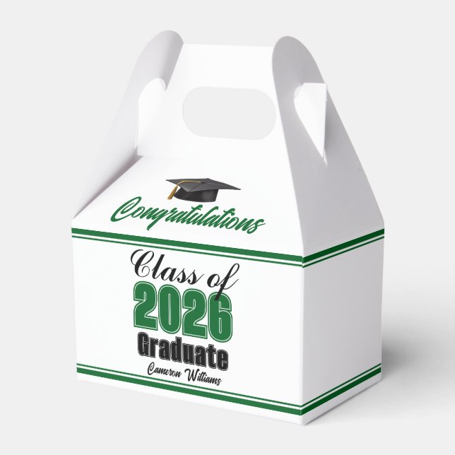 Green Class of 2026 Custom Graduation Party Geschenkschachtel (Vorderseite)