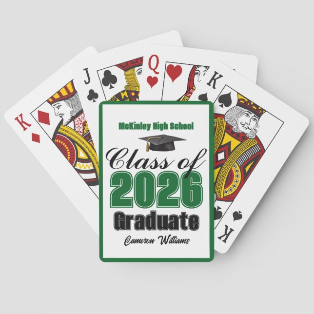 Green Class of 2026 Custom Graduation Party Spielkarten (Rückseite)