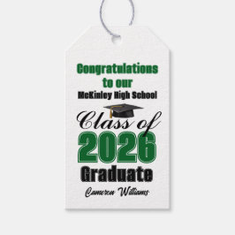 Green Class of 2026 Graduation Party Custom Geschenkanhänger