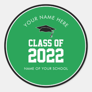Green Class of High School Abschluss Runder Aufkleber