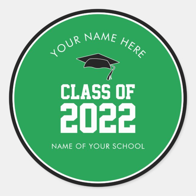 Green Class of High School Abschluss Runder Aufkleber (Vorderseite)