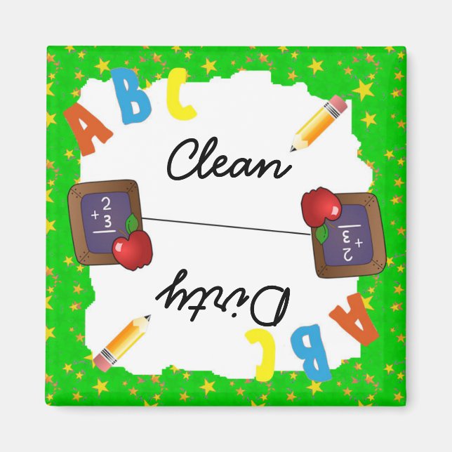Green Clean & Dirty School Chalkboard Magnet (Vorne)