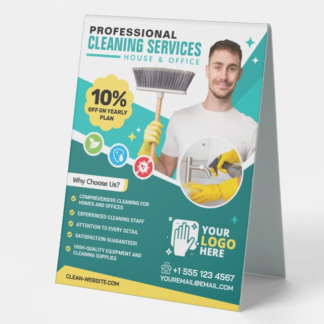 Green Cleaning Service (mit Preisliste) Tischaufsteller (Vorderseite)