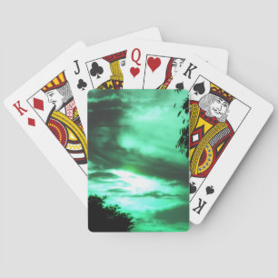 Green Clouded Sunrise Playing Cards Spielkarten