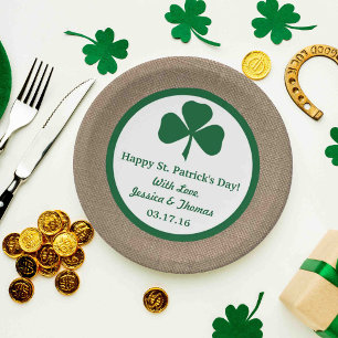 Green Clover & Burlap St. Patrick's Day Pappteller