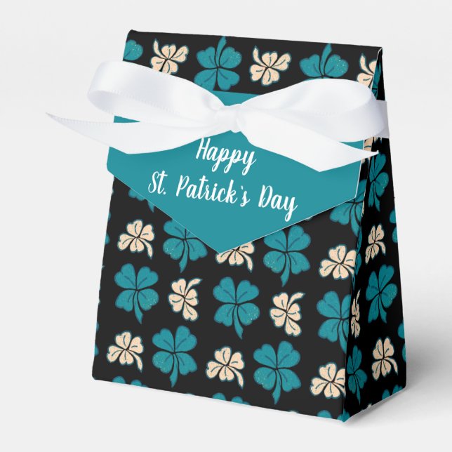 Green Clover Kleeblatt Pattern St Patrick`s Day Geschenkschachtel (Vorderseite)