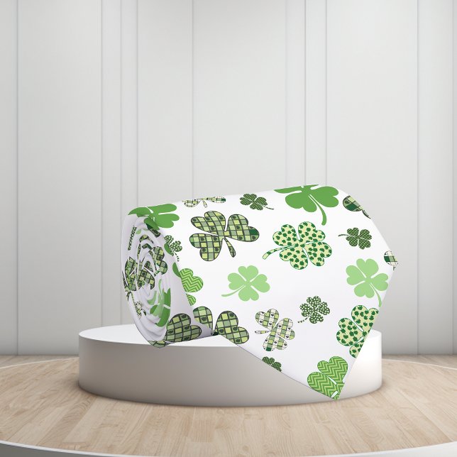 Green Clover Kleeblatt St Patrick's Day Krawatte (Von Creator hochgeladen)