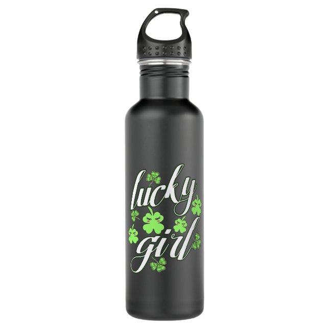 Green Clover Kleeblatts Irish St Patrick's Day Luc Edelstahlflasche (Vorderseite)