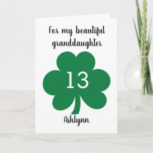Green Clover Leaf St. Patrick's Day 13. Geburtstag Karte