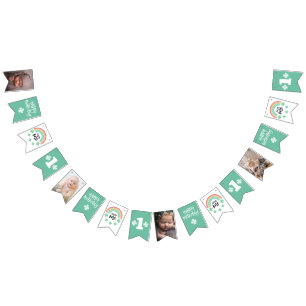 Green Clover Regenbogen Lucky Ein Foto 1. Geburtst Wimpelkette