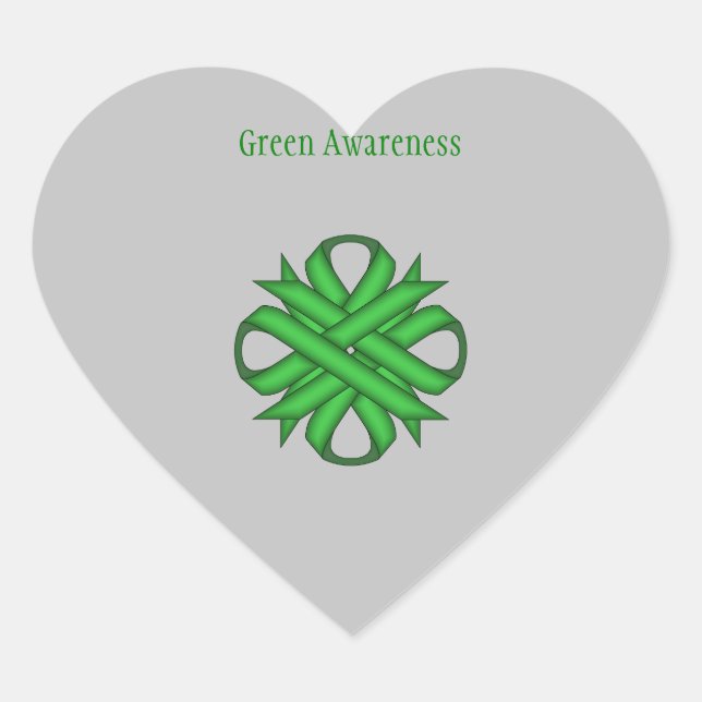 Green Clover Ribbon by Kenneth Yoncich Herz-Aufkleber (Vorderseite)