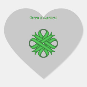 Green Clover Ribbon by Kenneth Yoncich Herz-Aufkleber