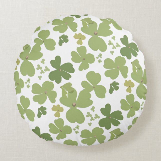 Green Cloverleaf St Patrick Day Garden Rundes Kissen (Vorderseite)